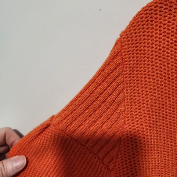 Ann Taylor LOFT Long Sleeve Women's Orange V-neck Ribbed Sweater-Medium - Picture 4 of 7